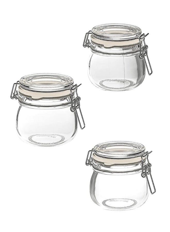 أيكيا برطمانات تخزين زجاجية شفافة أنيقة مع أغطية - مجموعة من 3 عبوات متعددة الأغراض للمنزل، وخزانة المؤن، وعرضها على سطح الطاولة - Image 1